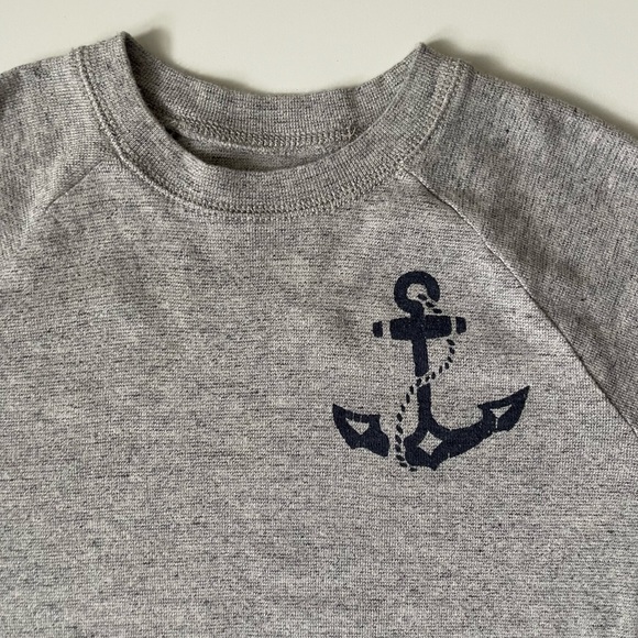 J. Crew Crewcuts Kids’ Grey Lightweight Nautical Sweatshirt with Anchor - Picture 5 of 9